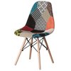Fabulaxe Modern Fabric Patchwork Chair w/Wooden Legs for Kitchen, Dining Room, Entryway, Living Room, Single QI004328